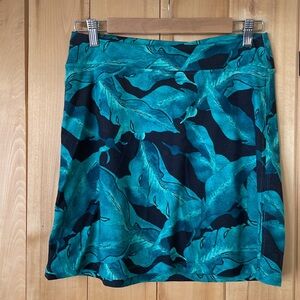 PATAGONIA / teal green and black print skirt / size small